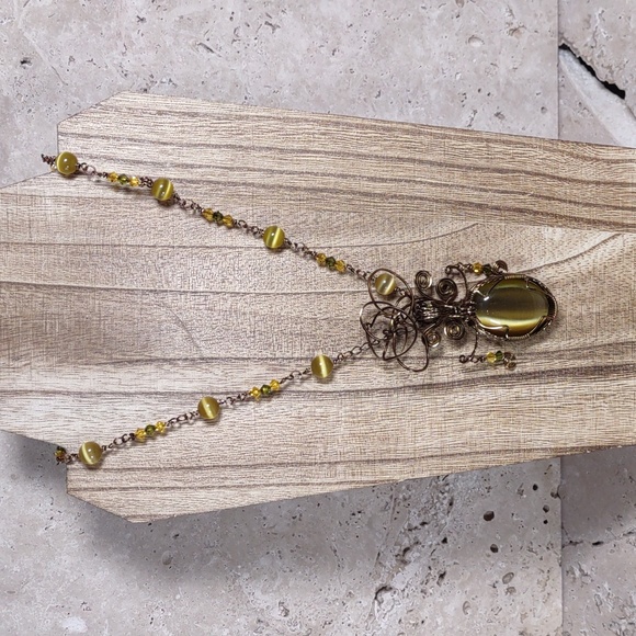 Copper Wire Wrapped Stone Pendant - Picture 1 of 7